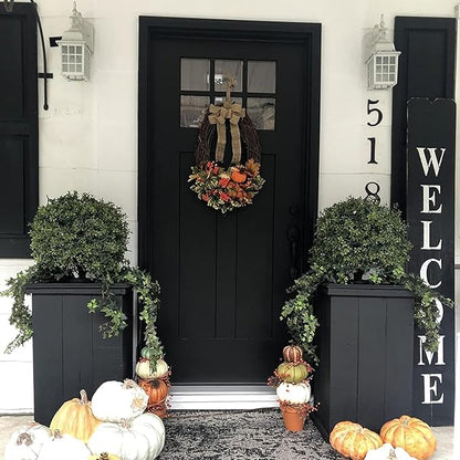 26" T x 17.5" D Artificial Boxwood Trees Set of 2 UV-Resistant Real-Touch Artificial Topiary for Front Porch and Home Décor