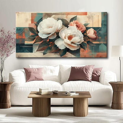 Floral Wall Art - Country Flower of Life Wall Art Landscape Canvas Painting, Modern Abstract Large Artwork Flower ColorfulBotanical Spring Wall Décor Pictures for Living Room, Bedroom & Office, Ready to Hang 60L" x 30W"