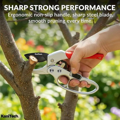 Pruning Shears for Gardening with Gloves - Heavy Duty Garden Shears, Aluminum Hand Pruners with TPR Grip Handle, 8 inch 3.55mm Thick Blade - for Branches, Flowers & Plants (Red)