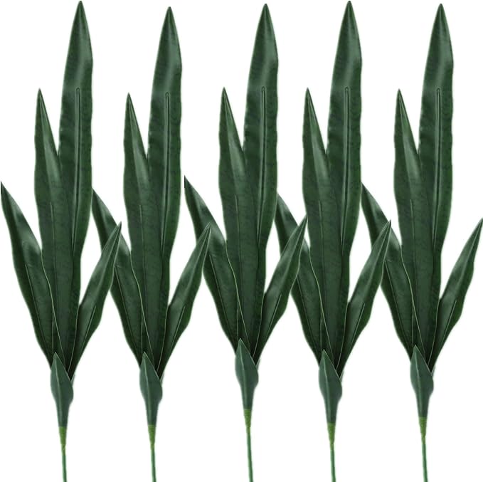5 Pack Artificial Snake Plants Faux Agave Plant Fake Sansevieria Unpotted 30 inch Artificial Plants Suitable for Garden Home Office Indoor Outdoor Decoration (Green)