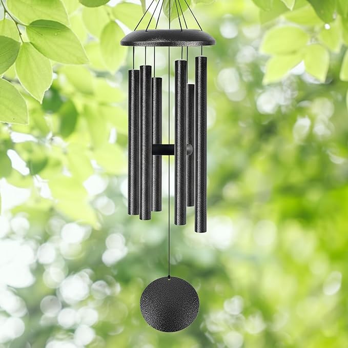Wind Chimes for Outside Deep Tone, 38" Large WindChimes with 6 Tubes, 100% Rustproof Aluminum, Memorial Gift or Garden Patio Porch and Outdoor Décor(Silver)
