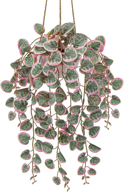 Briful Artificial Hanging Plants with Pot - 17'' Fake String of Heart Plants Faux Greenery for Home, Office, Room, Garden, Balcony, Patio, Front Door Decor