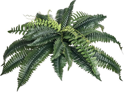 VEVOR Fake Ferns 2 Pcs, 34 Inch Artificial Boston Ferns Plants, Faux Fern with 30 Branches, Artificial Plants Large for Outdoors/Indoor Home, Office,Garden (Flowerpot Unincluded)