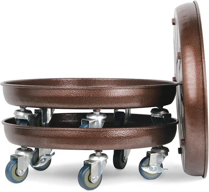 Plant Caddy with Wheels 14 Inch 2 Pack, Heavy Duty Metal Plant Stand & Dolly with Lockable Casters, Holds 200 lbs for Indoor Outdoor Large Flower Pots, Bronze