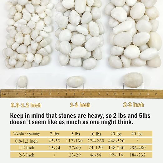 10 lbs Large River Rocks for Landscaping, 2-3 inch Polished White Pebbles for Plants, Decorative White Stones for Planters Vase Aquarium and Outdoor Garden Rocks
