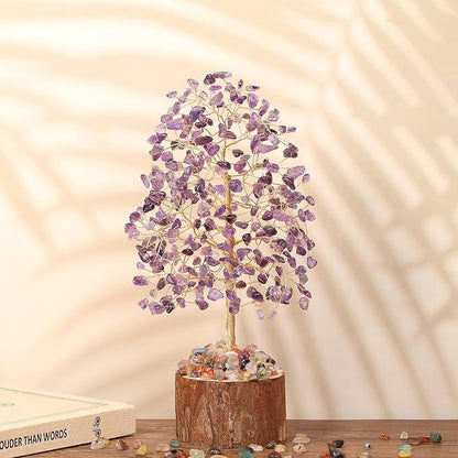 DUQGUHO Amethyst Crystal Tree Purple Ornaments Positive Energy Tree of Life Spiritual Gifts for Women House Warming Gifts New Home Wedding Gifts Crystal Ornament Home Decor