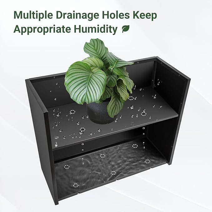 Metal Planter Box 30” x 12” x 24”, Outdoor Planter with Removable Insert Shelf, Black Steel Planter Heavy Duty for Porch, Garden, Patio, Yard