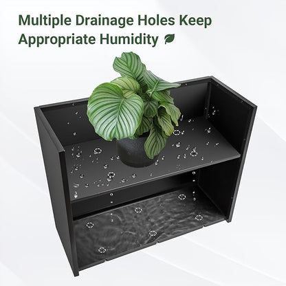 Metal Planter Box 30” x 12” x 24”, Outdoor Planter with Removable Insert Shelf, Black Steel Planter Heavy Duty for Porch, Garden, Patio, Yard