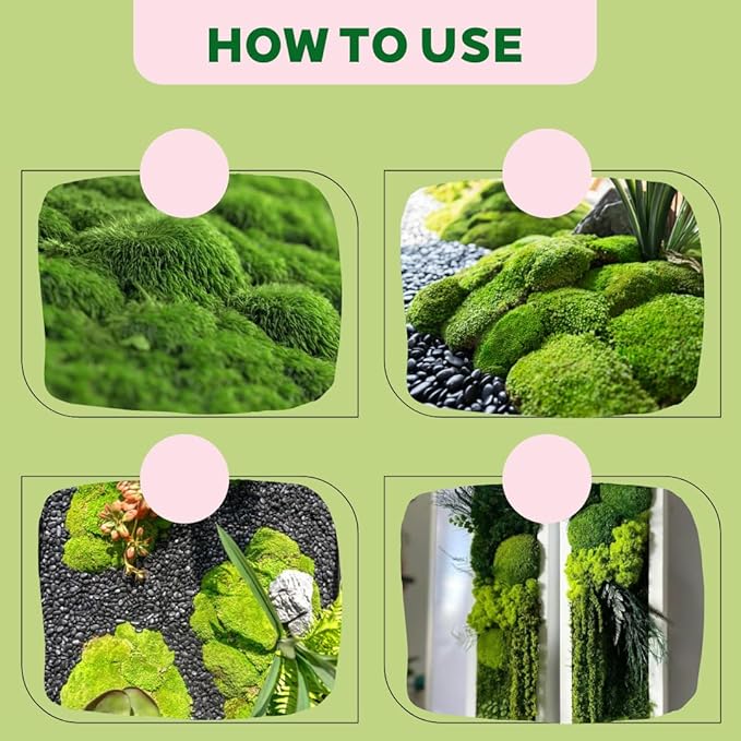 Preserved Moss for DIY Crafts - 1.5 sq.ft Natural Dried Moss for Terrarium, Fairy Garden, Home Decor, Wall Art, Floral Arrangements - Flexible Real for Creative Projects, Dark Green