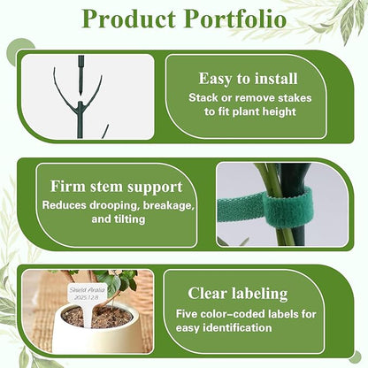 21PCS Stackable Monstera Plant Support Stakes for Indoor & Outdoor Plants, Includes Clips, Tags, Suitable for Supporting Monstera and Climbing Plants,for Vine Climbing and Stem Stabilization