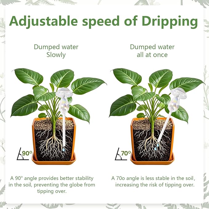 Plant Watering Globes, Iridescent Rainbow Glass Water Bulbs Self Watering Spikes Planter Insert Automatic Plant Watering Device for Indoor and Outdoor Plants(2Pcs, Mushroom Shaped)