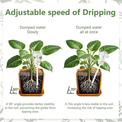 Plant Watering Globes, Iridescent Rainbow Glass Water Bulbs Self Watering Spikes Planter Insert Automatic Plant Watering Device for Indoor and Outdoor Plants (4Pcs, Mushroom Shaped)