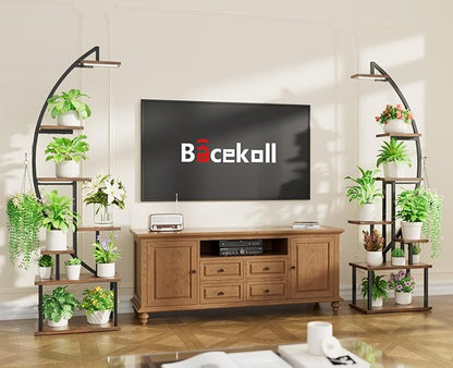 Plant Stand Indoor with Grow Lights: Large Plant Shelf for Multiple Plants, 2 Pack Plant Racks 7 Tiered, Lighted Corner Flower Stands Half Moon, Black Plant Holders Indoor Tall for Living Room Patio