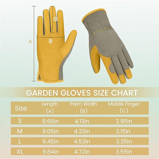 Gardening Gloves, Garden Gloves for Women and Men, Thorn Proof Working Gloves, Durable Leather Work Garden Gloves for Yard & Outdoor Work, Golden, L