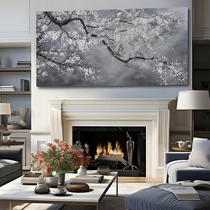 Artexist Canvas Wall Art/Grey Wall Decor 29"x58"/ Plum Blossom Oil Paintings/Large Artwork Wall for Living Room Bedroom Office Kitchen Home Decoration