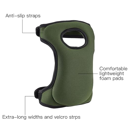 Gardening Knee Pads for Women Men Neoprene Adjustable Straps with Non-Slip Cap Comfortable Cushion for Yard Work Cleaning Flooring, Green