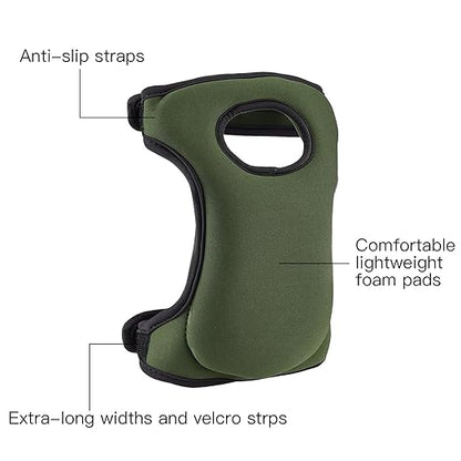 Gardening Knee Pads for Women Men Neoprene Adjustable Straps with Non-Slip Cap Comfortable Cushion for Yard Work Cleaning Flooring, Green