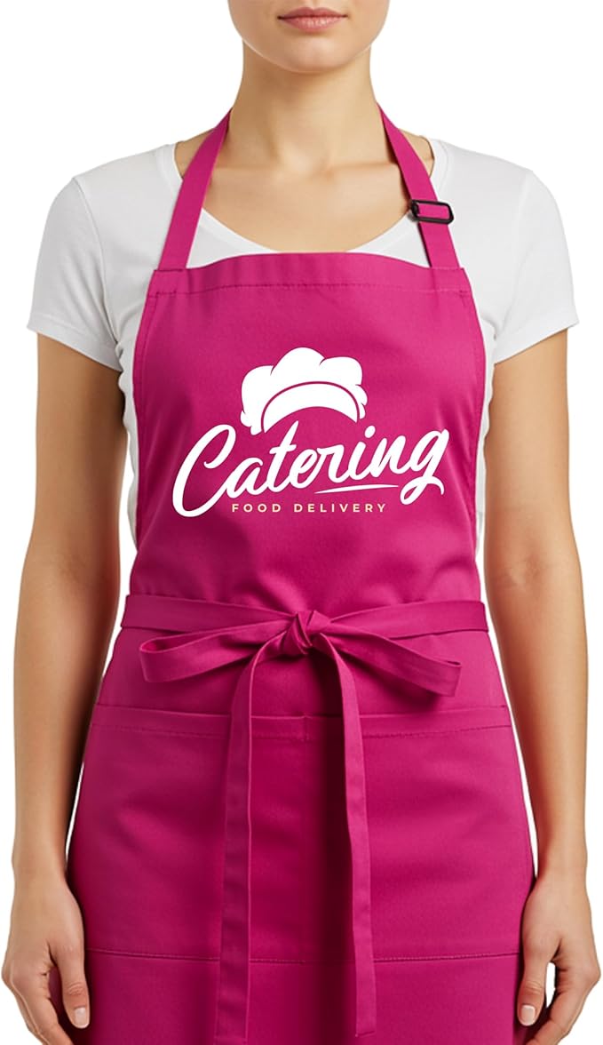 Custom Logo Apron, Personalized Name, Photo Aprons for Men&Women, Adjustable Waterproof Chef Bib with 2 Pockets, Professional Grilling Cooking Kitchen Apron, Customized BBQ, Baking Restaurant Gift
