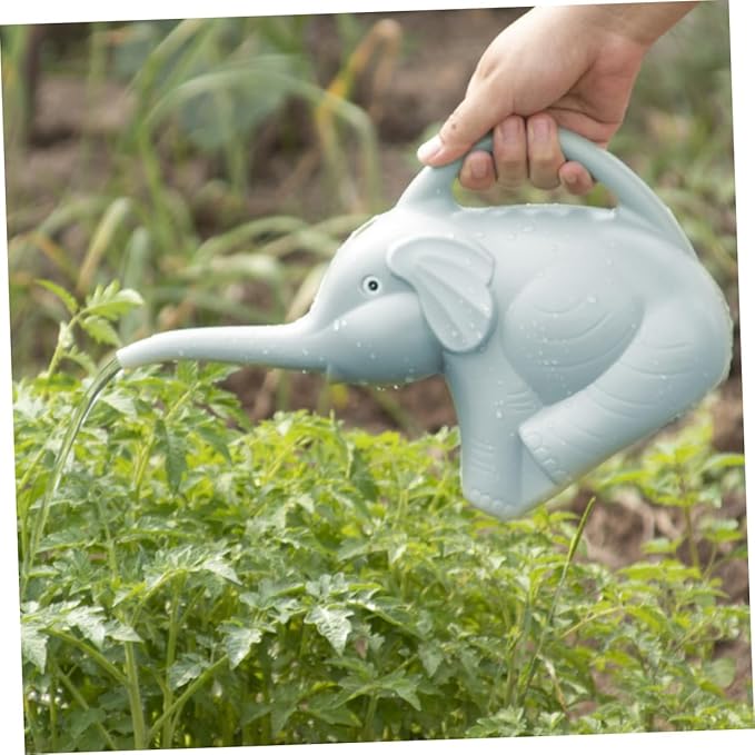 2pcs Elephant Shaped Watering Can Long Spout Lightweight Plastic Plant Watering Kettle for Indoor Outdoor Garden Succulents with Ergonomic Handle