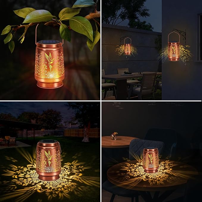 Solar Lantern Outdoor Lamp Waterproof Decorations Garden Decor, Christmas Birthday Gifts for Women, Mom, Grandma Decorative Garden, Yard, Patio, Lawn, Balcony Porch - Hummingbird B