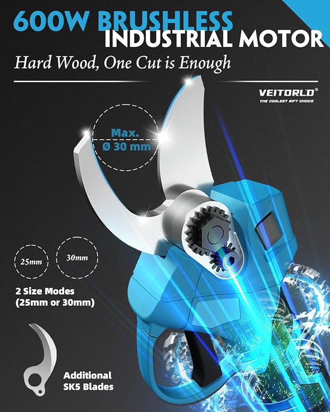 Electric Pruning Shears, 1.2" Cutting Diameter Portable Cordless Pruner with 2*2.0Ah Rechargeable Batteries&SK5 Blade, Garden Pruning Tool for Tree Branches, Gifts for Men Boyfriend Him Valentines Day
