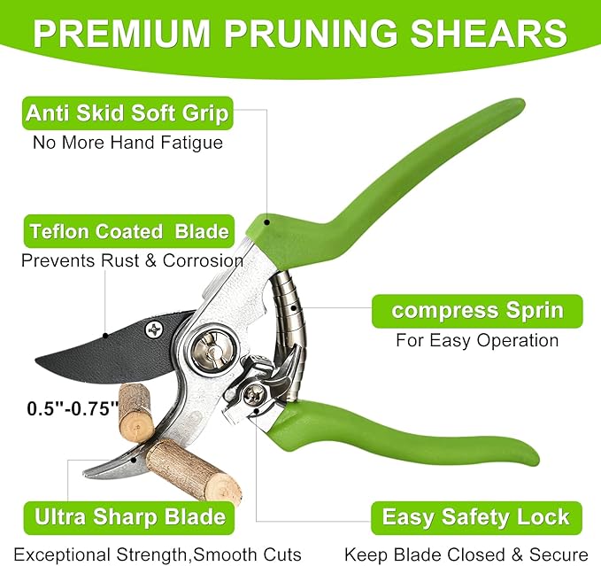 YIAD Garden Shears Set-Heavy Duty Branch Cutter,Pruning Shears，Loppers for Tree Trimming,Labor Saving and Durable Garden Clippers, Loppers for Gardening Plants, Flowers and Tree Trimmer