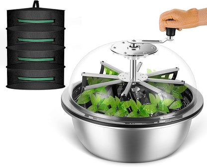 MELONFARM 19 Inch Bud Leaf Bowl Trimmer Twisted Spin Cut for Hydroponic Plant with Sharp Stainless Steel Blades, 4-Layer Plant Rack Included