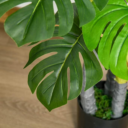HOMCOM 4FT Artificial Monstera Tree, Faux Decorative Plant in Nursery Pot for Indoor or Décor