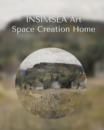 InSimSea Framed Canvas Wall Art Prints, Framed Canvas Art Wall Decor, Abstract Serene Countryside Scene Wall Prints, Mid Century Modern Decor for Living Room Bedroom Office 16x20In
