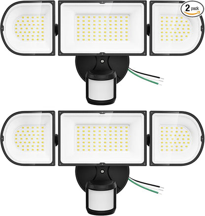 150W Motion Sensor Lights Outdoor for Outside, 15000LM LED Flood Lights Outdoor wired Dusk to Dawn, Exterior Security Floodlight Fixture Waterproof IP65, Outdoor Lighting for House, Garage 2 Pack