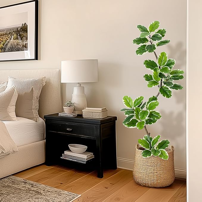 Garvee Fiddle Leaf Fig Tree Artificial Indoor, Faux Floor Plant, 6FT Tall Fake Plant with Planter and Pebbles, Artificial Trees for Home Decor Indoor,Tall Fake Tree for Housewarming