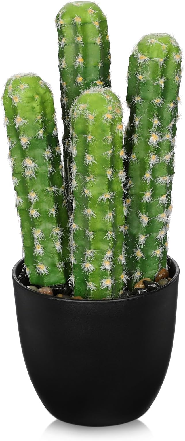 Artificial Cactus Plants 9.3 inch Small Faux Cactus Plants Indoor Fake Desert Cacti Succulents Plants Artificial Plant Indoor with Pot Cactus Decorations for Home Decor Office Desk Tabletop Shelf