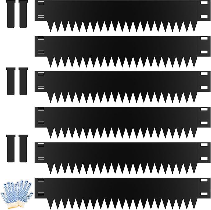 Metal Landscape Edging 6-Pack, Galvanized Steel Garden Edging - 40" L x 6" H Strips - Metal Edging Border w/ 6 Clips - Edge for Lawn Yard, Black