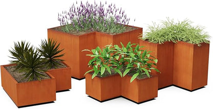 Plantercraft Corten Steel Planter | Large Rectangular Planters for Outdoor Plants | 30x18x12 Inch Large Outdoor Planter Box & Corten Steel Raised Garden Bed for Patios, Decks, and Landscapes