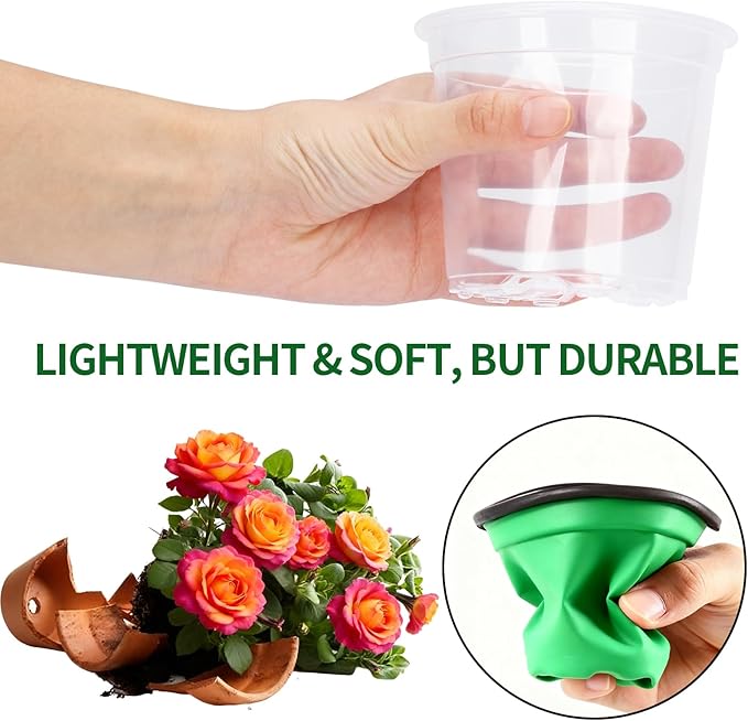 40 Pcs Seed Starter Pots Kit 2.5/3.5/4/5 Inch Clear Nursery Pots for Plants for Seedlings,Succulents,Plastic Nursery Pots with Drainage Holes (10 of Each Size),Garden Pot for Outdoor Indoor (Size A)