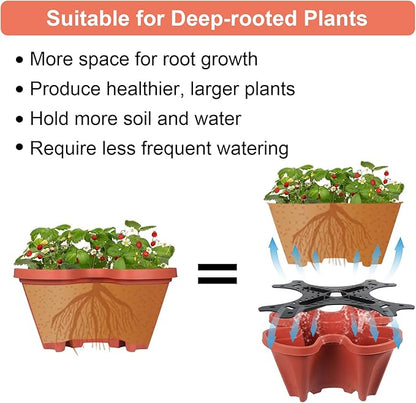 GameXcel Vertical Planter 6 Tier Stackable Planters Garden Planters Strawberry Herb Flower and Vegetable Planter Indoor Outdoor Gardening Pots with Removable Wheels and Tools