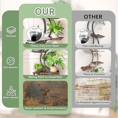 Plant Stand Indoor with Grow Lights, 65 inch Tall Plant Shelf for Multiple Plants, 7 Tiered Metal Plant Stands Indoor, for Living Room, Corners Patio Balcony or Office (Rustic Brown)