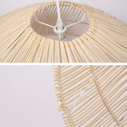 Arturesthome 1 Light Pendant Light Lampshade,Wicker Rattan Hanging Light Fixture Chandelier for Kitchen Island Dining Room Entryway Hallway W 16.5"*H 13"