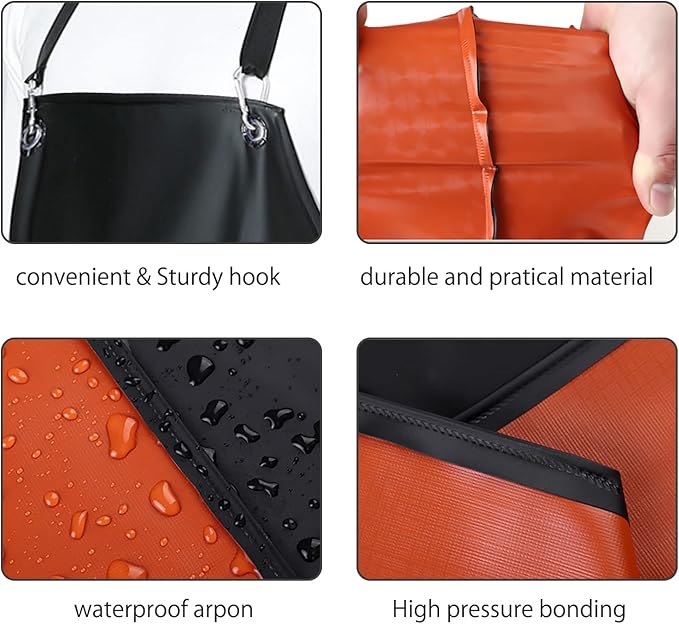 Waterproof Rubber Apron - Chemical Resistant Apron with Adjustable ties for Dishwashing,Kitchen,Cleaning-Blackred*3pcs