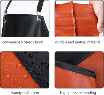 Waterproof Rubber Vinyl Apron, 43'' for Dishwashing/Kitchen Cooking, Chemical Resistant MD006-Blackred