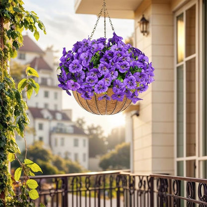 12 Bundles Artificial Flowers for Outdoor, UV Resistant Fake Pansy Flowers, Silk Faux Fowers for Outdoor Planters Home Garden Office Patio Front (Purple)