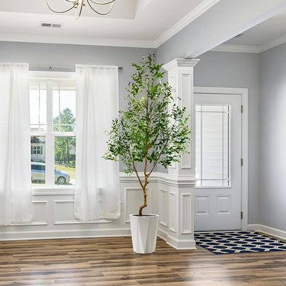 8ft Artificial Olive Tree, 96” Tall Fake Plant with Basket, Indoor Outdoor Faux Large Olive Silk Tree for Home Office Living Room Decor (2400 Leaves)