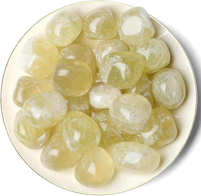 QINJIEJIE 0.9 LBS Citrine Polished Stones Tumbled Crystals Bulk Gemstones Healing Crystal Rocks Quartz Set Decorative Landscape Stone Natural Reiki Gem Home Decoration for Vase Therapy Gift
