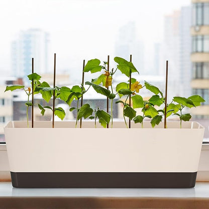 Skelang 3 Pcs Rectangular Plant Pot, 16.7" Flower Planter Box, Windowsill Container for Succulent, Herbs, Vegetable