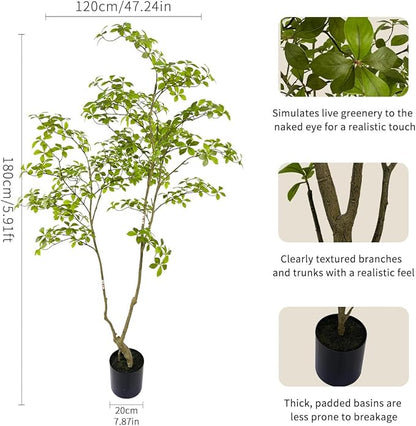 Artificial Gardenia Tree,6ft（1pack） Tall Fake Plants Artificial Mahonia fortunei Plants for Indoor, Fake Trees for Office Home Living Room Floor Patio Greening Porch Decor