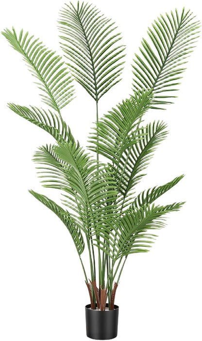 Artificial Palm Trees, 7FT Tall Faux Tree for Indoor and Outdoor, Artificial Plants with Basic Planter, Suitable for Home, Bathroom, Porch Outside Patio Decor