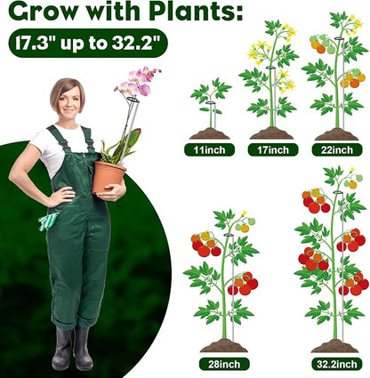 Extendable Monstera Plant Support Stakes, Made of Aluminum Alloy, Tomato Stakes Length Adjust from 17.3" to 32.2", Suitable for Indoor Outdoor Potted Amaryllis Vegetables-7Pack (32.2inches-5Pack)