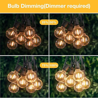 String Lights for Outside 150FT,Dimmable Waterproof Outdoor String Lights with 75+2 Shatterproof G40 Globe Bulbs Connectable LED Patio Lights, Commercial Hanging Lights for Christmas Backyard Party
