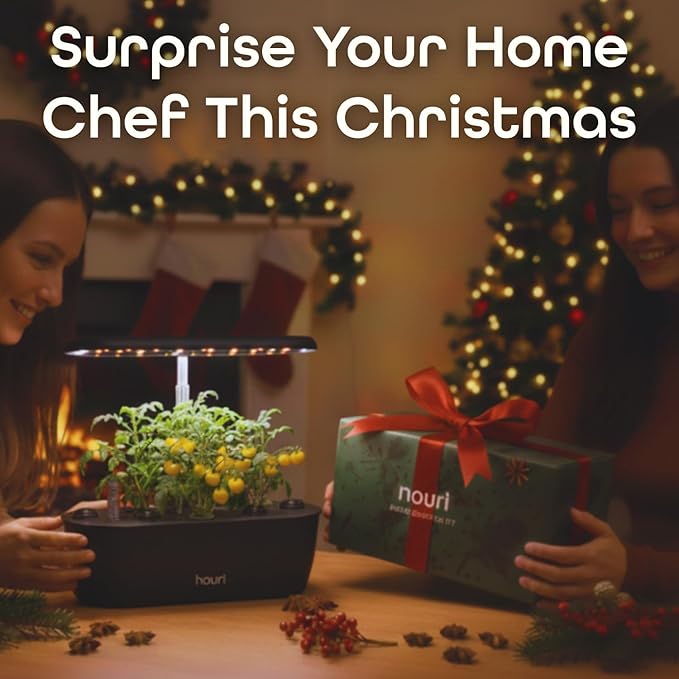 Nouri 12 pod APP Smart Garden for Home Cooks | w/Heirloom Salad | Hydroponics Growing System | LED Grow Lights | Indoor Herb Garden Kit | Herb Growing Kit Indoors for Plant Lovers, Gardeners, Kitchen