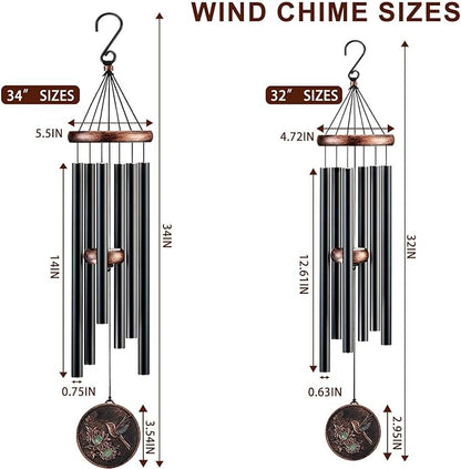 Wind Chimes for Outside, Vintage Hummingbird Deep Tone Wind Chime Outdoor Clearance, Patio Porch Balcony Decoration, Garden Hanging Decor Gifts for Women Mom Grandma (32" Hummingbird)